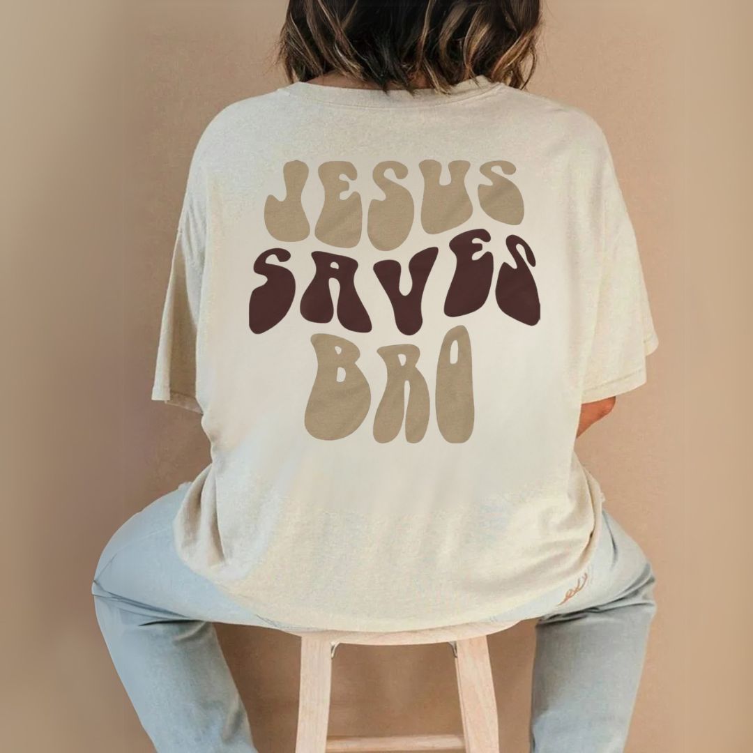 Camiseta Evangélica Bege - Jesus Saves Bro