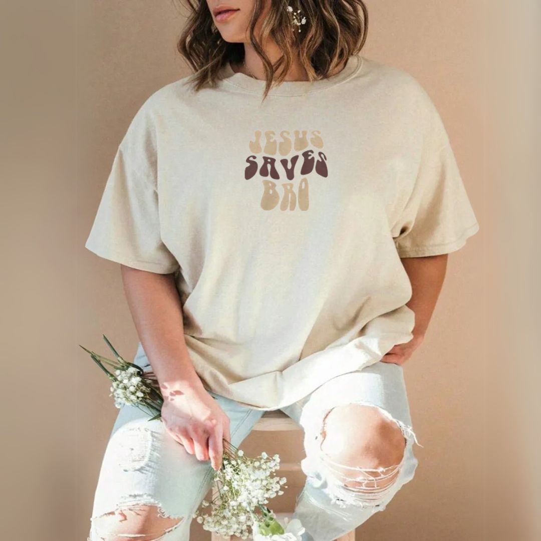 Camiseta Evangélica Bege - Jesus Saves Bro