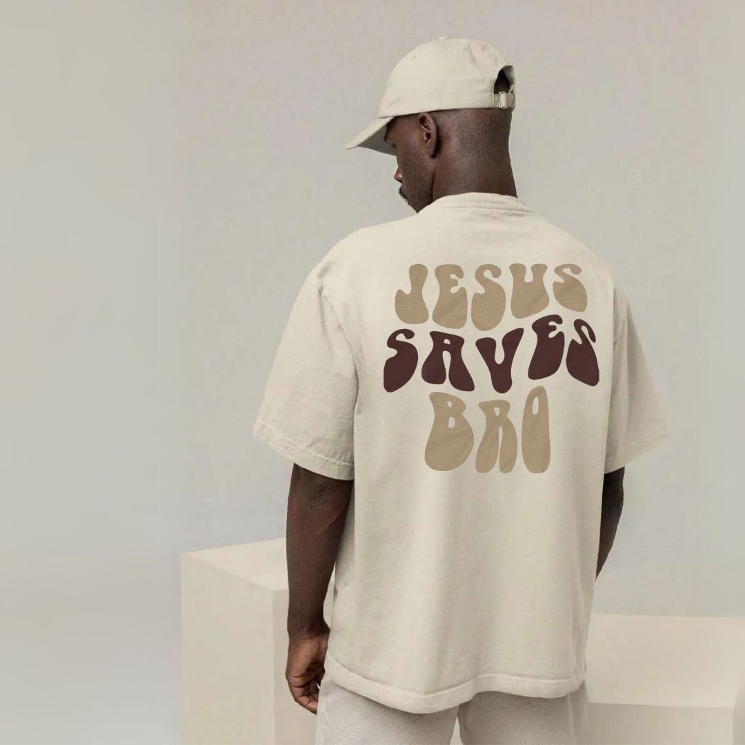Camiseta Evangélica Bege - Jesus Saves Bro