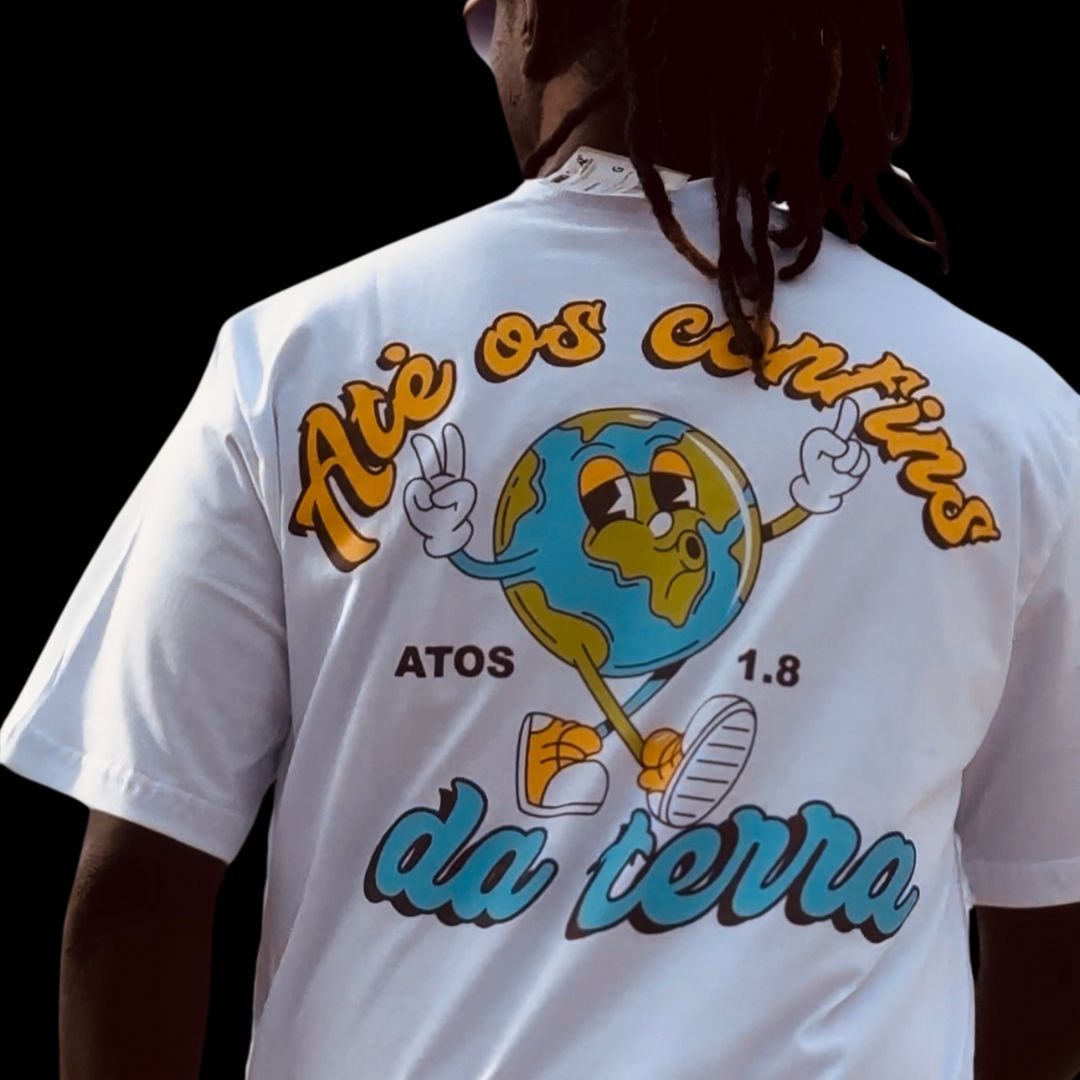 Camiseta cristã branca - Até os Confins da Terra