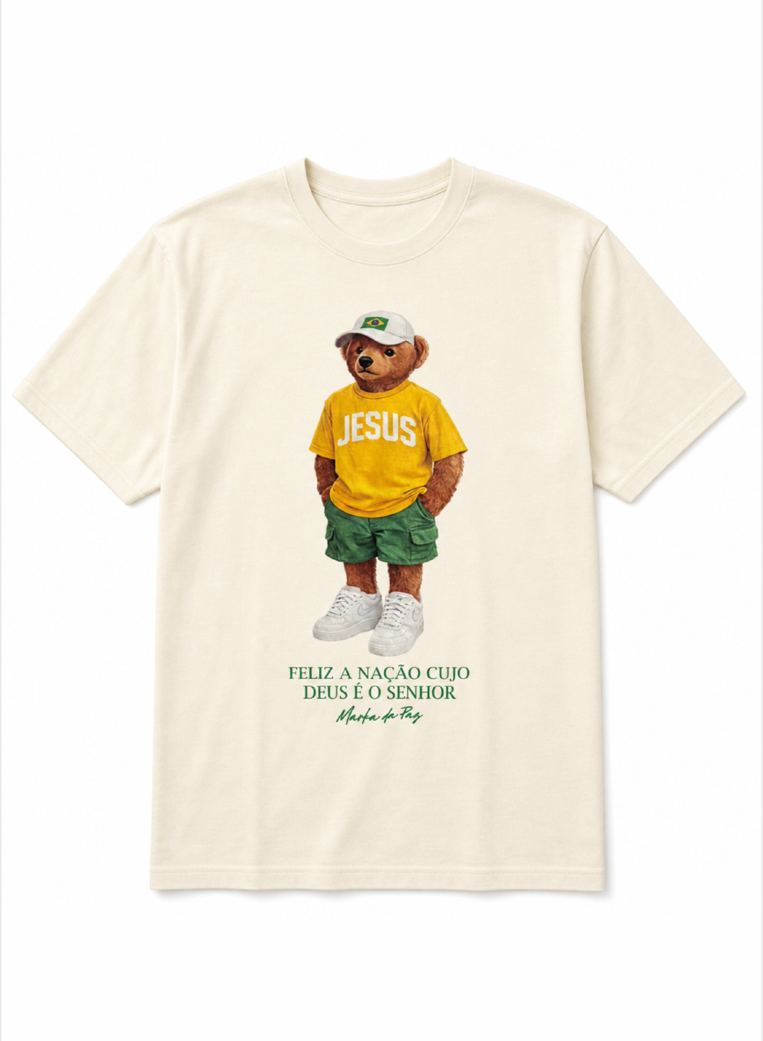 T-SHIRT INFANTIL CHRISTIAN BEAR FELIZ É A NAÇÃO - MARFIM