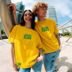 PRÉ-VENDA Camiseta Cristã - Team Jesus Amarelo e Verde BR