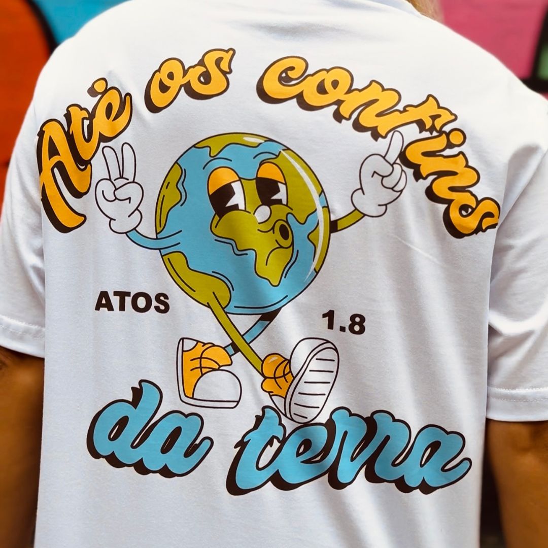 Camiseta cristã branca - Até os Confins da Terra