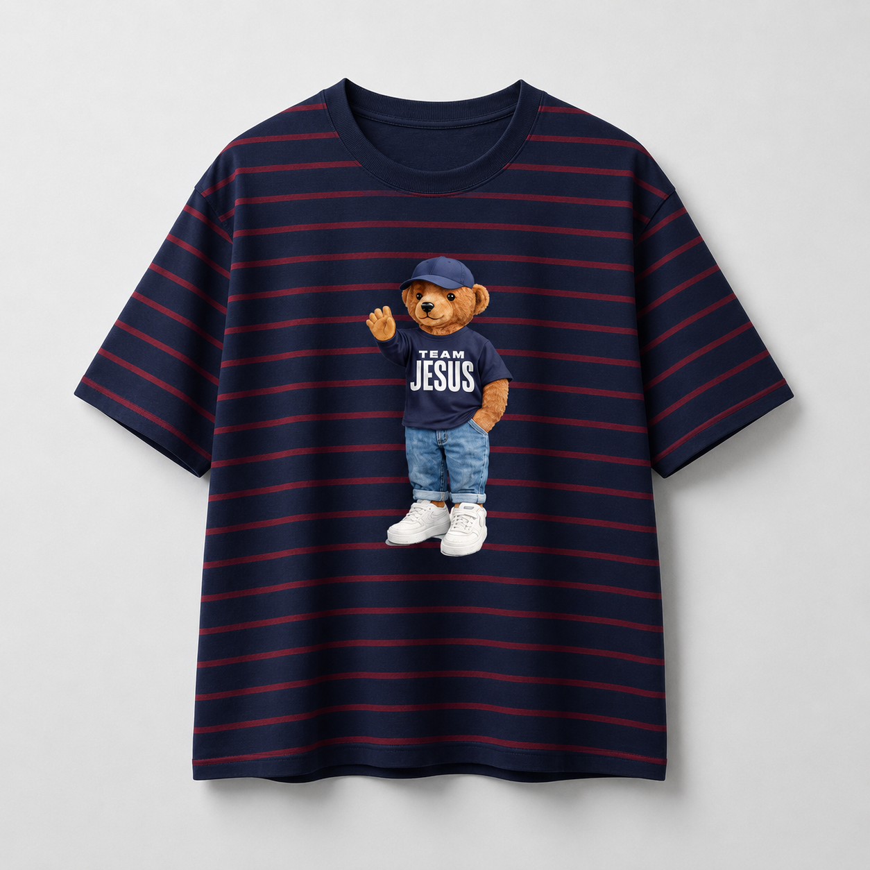 T-SHIRT AD CHRISTIAN BEAR LISTRADO MARINHO-VINHO