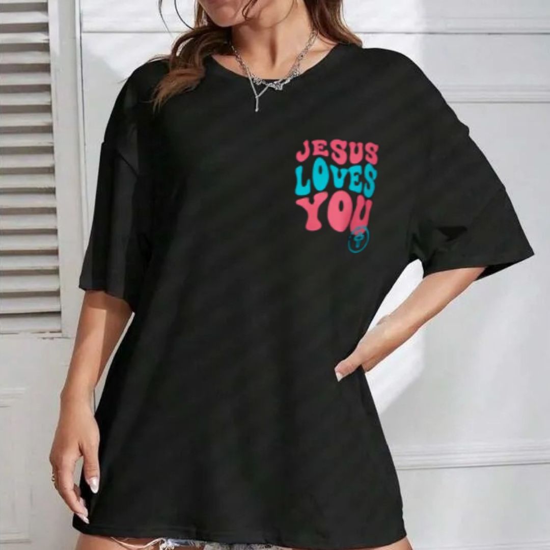 Camiseta Evangélica Preta - Jesus Loves You