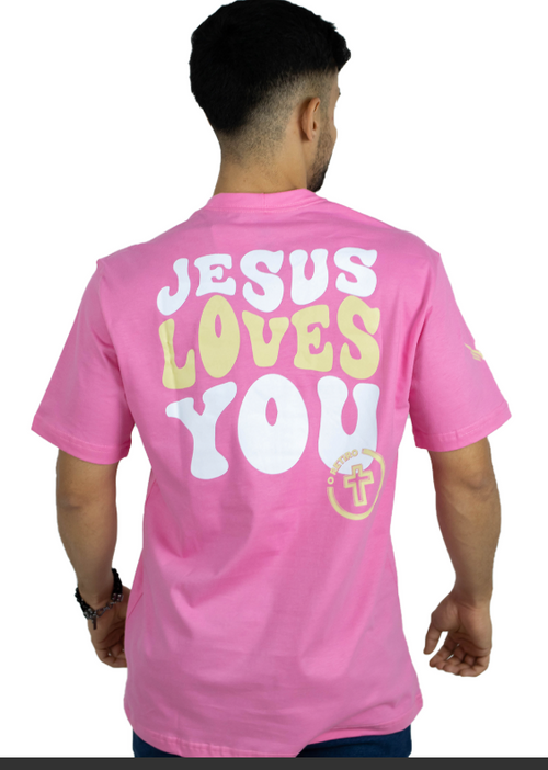 Camiseta Evangélica - Jesus Loves you Rosa – Marka da Paz