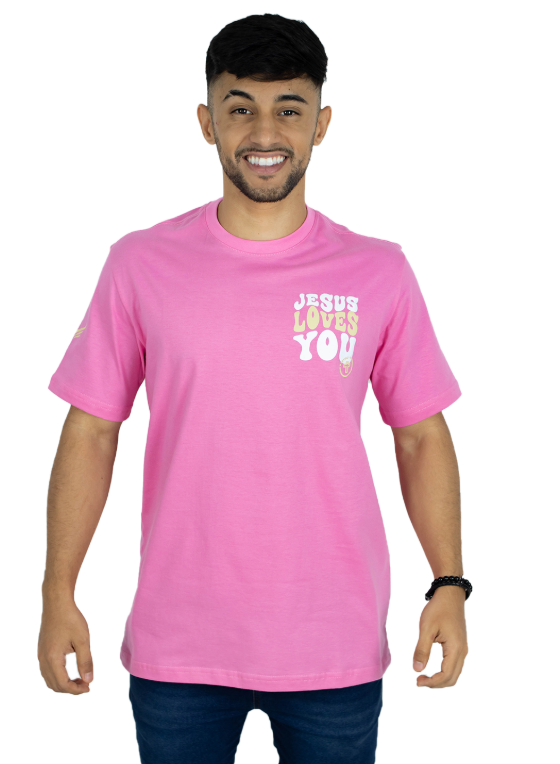 Camiseta Evangélica - Jesus Loves you Rosa