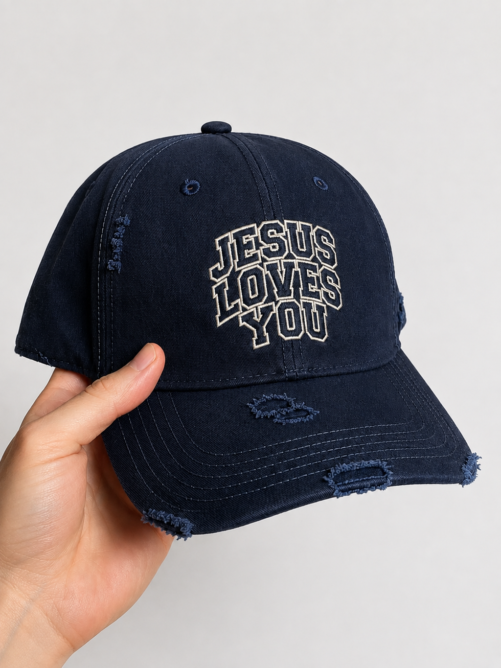 Boné Jesus Loves You - Jeans rasgado