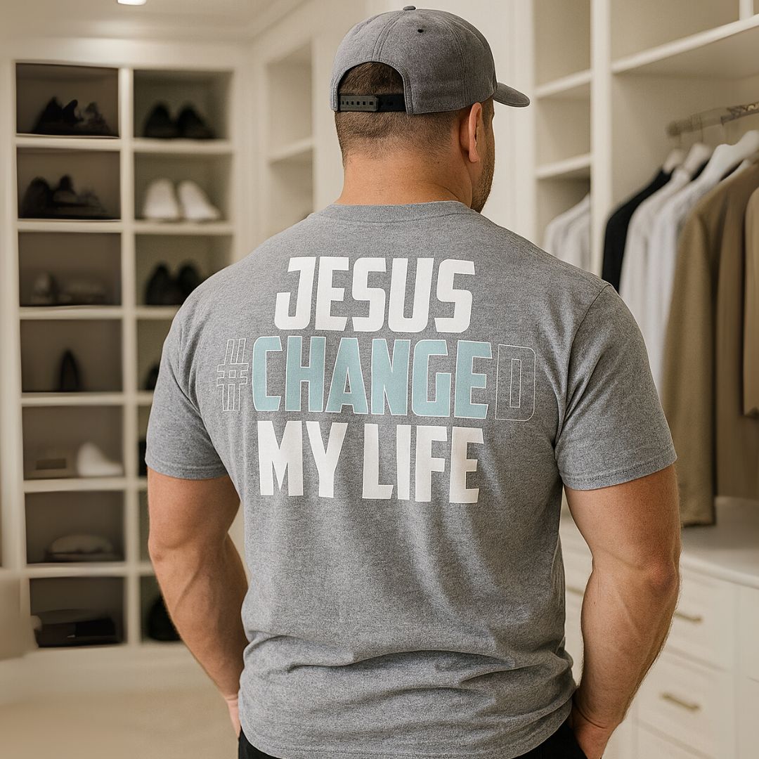 Camiseta Evangélica Cinza – Jesus Changed My Life