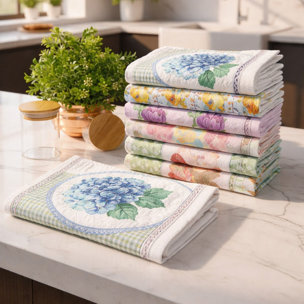 Kit com 10 panos de Prato - Estampas variadas + versículos bíblicos