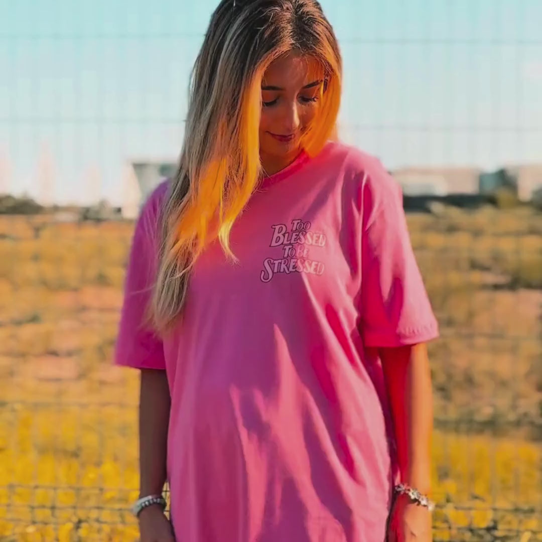 Camiseta Oversized - Too blessed to be stressed